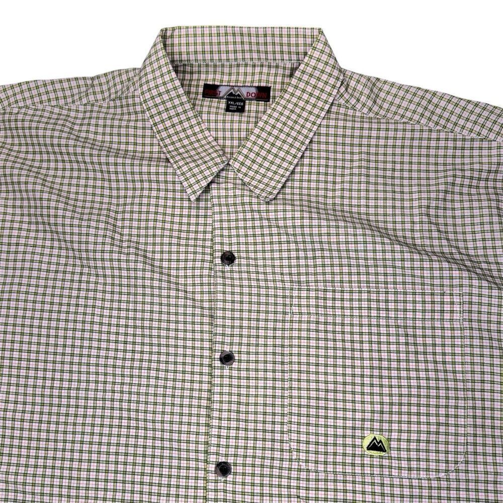 Vintage First Down Sz XXL Biggie Shirt Green Orange Plaid Short Sleeve Button